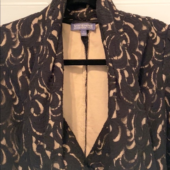 Vivienne Tam Black Lace Cropped Blazer, 4 - Picture 2 of 4